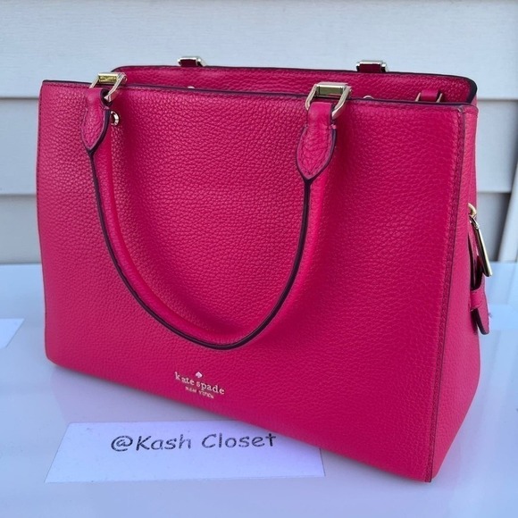 Kate Spade satchel purse leila medium triple compartment Bright Rose - Picture 3 of 12